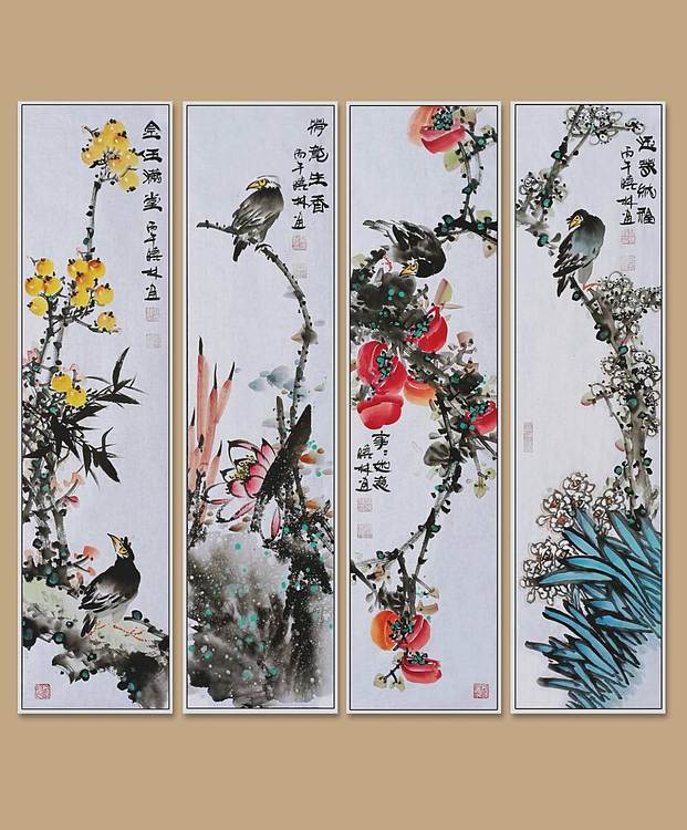 高晓林 （5523）国家一级美术师，江苏省美协会员，4条屏《春华秋实