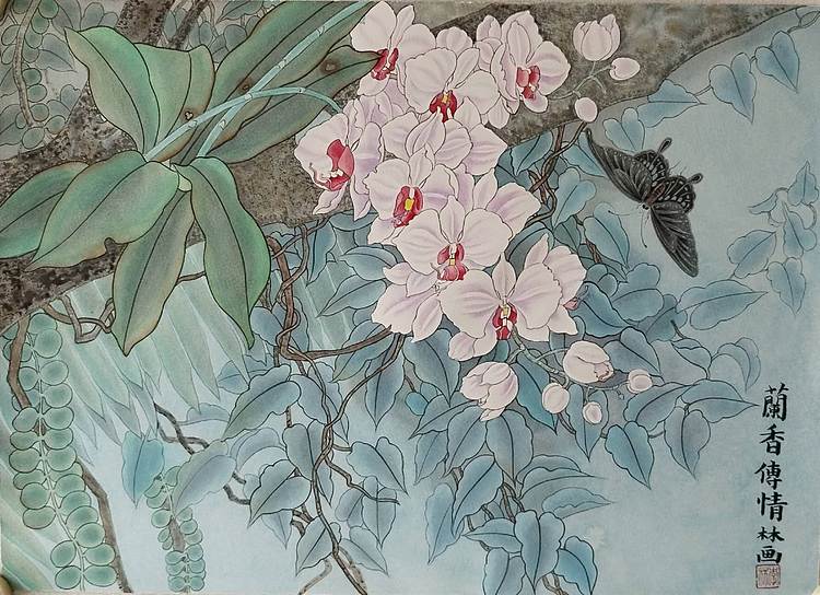 砚沐 手绘兰花，赠君子，藏雅心