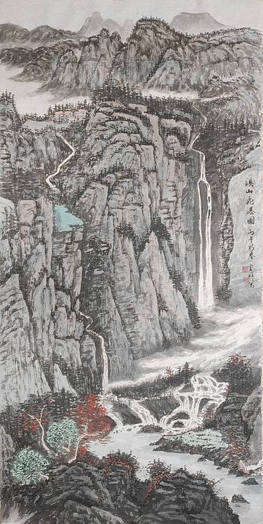 云海松涛 溪山飞瀑图