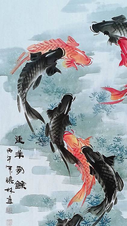 高晓林 （5535）国家一级美术师，江苏省美协会员，四尺中堂玄关画