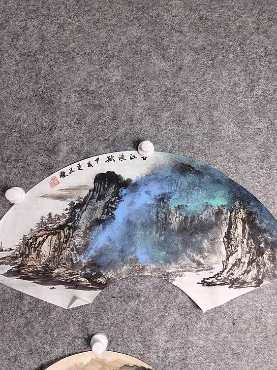 四张小泼彩山水