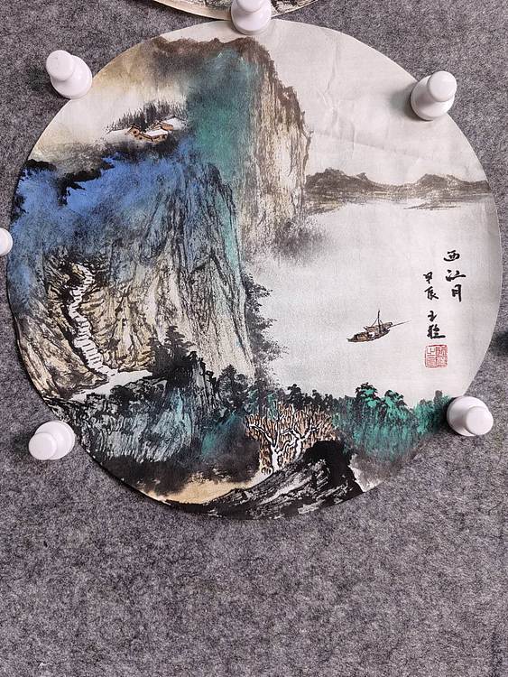 四张小泼彩山水