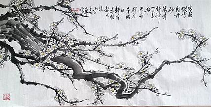 山东省美协会员 闫友会 寒枝傲雪绽丹砂