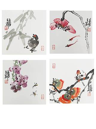 王莉（长安王莉） 春夏秋冬 国画小品