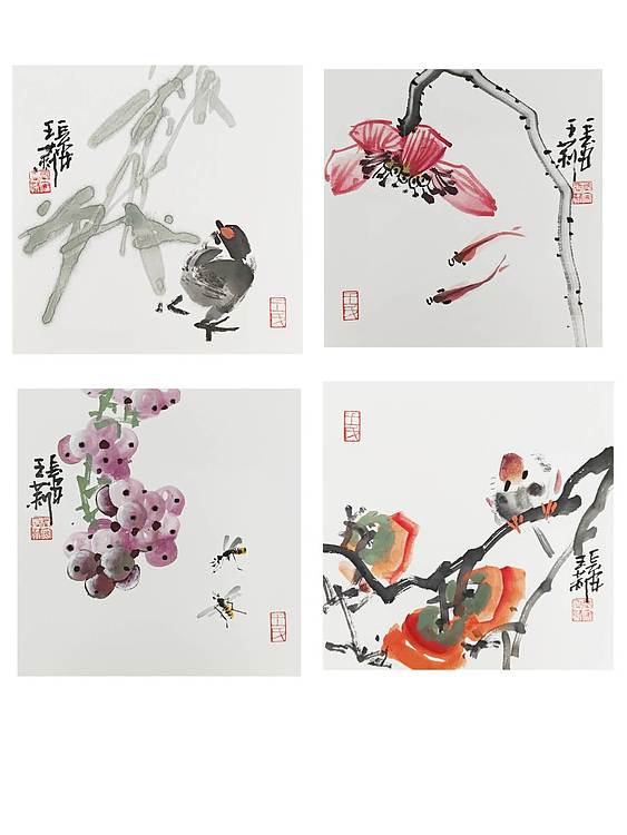 王莉（长安王莉） 春夏秋冬 国画小品