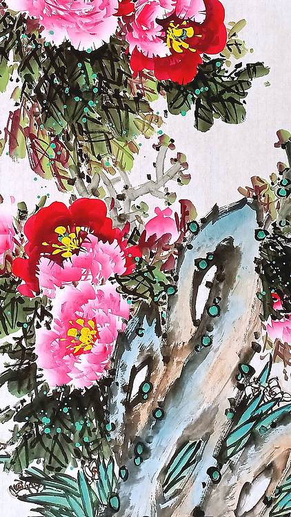 高晓林 四尺中堂玄关牡丹图一一5572