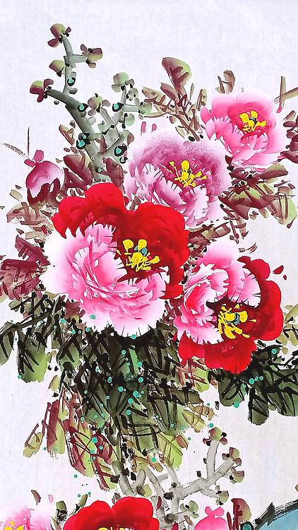 高晓林 四尺中堂玄关牡丹图一一5572