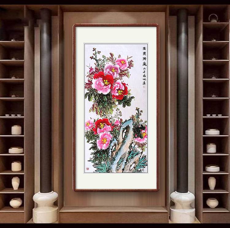 高晓林 四尺中堂玄关牡丹图一一5572