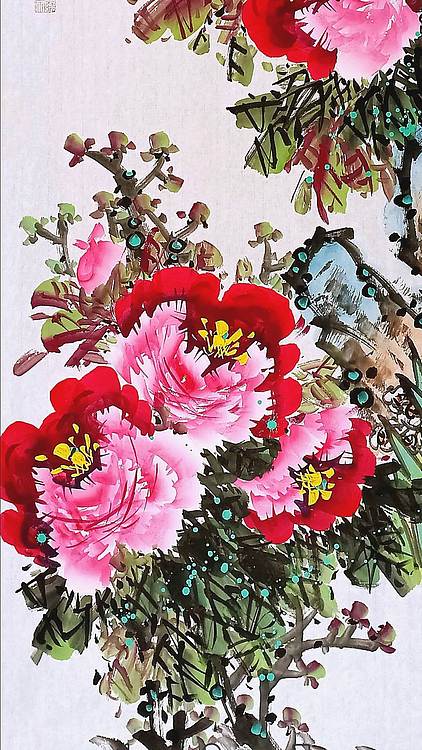 高晓林 四尺中堂玄关牡丹图一一5571