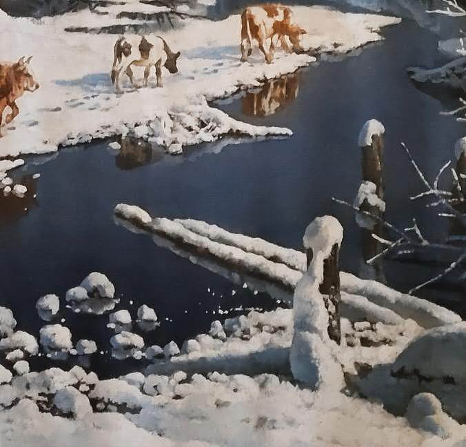 胡冰 纯手绘精品油画《冬季》