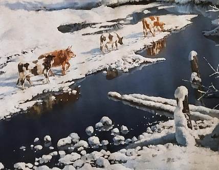 胡冰 纯手绘精品油画《冬季》