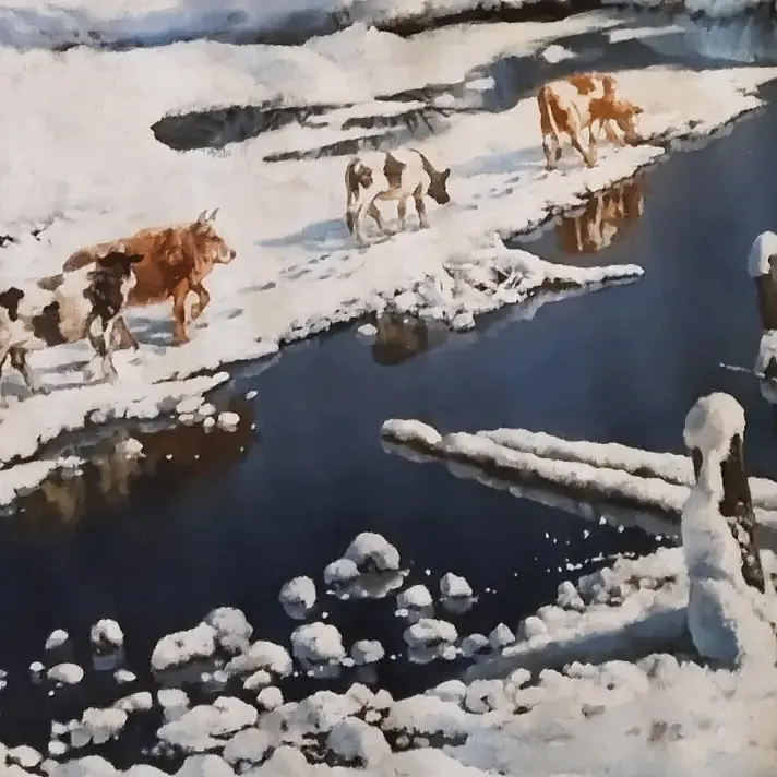 胡冰 纯手绘精品油画《冬季》