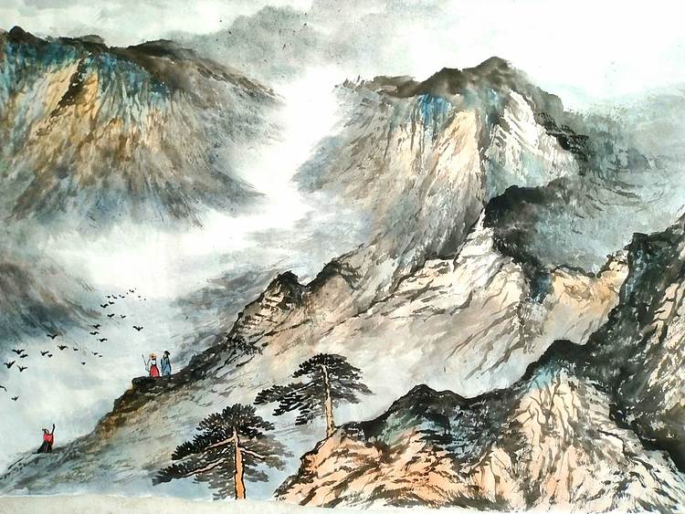 职业书画家 于恩沛 三老观山图