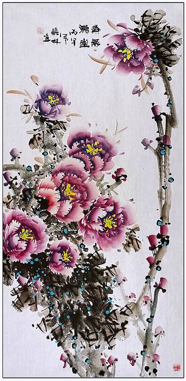 高晓林 （5592）国家一级美术师，江苏省美协会员，四尺中堂玄关画