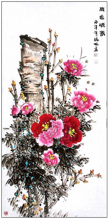 高晓林 （5597）国家一级美术师，江苏省美协会员，四尺中堂玄关画