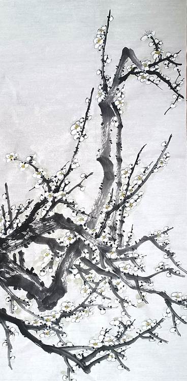 山东省美协会员 闫友会 四尺白梅未落款