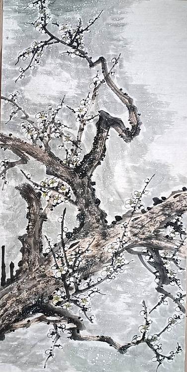 山东省美协会员 闫友会 四尺白梅未落款