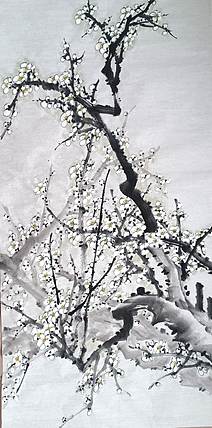 山东省美协会员 闫友会 四尺白梅未落款