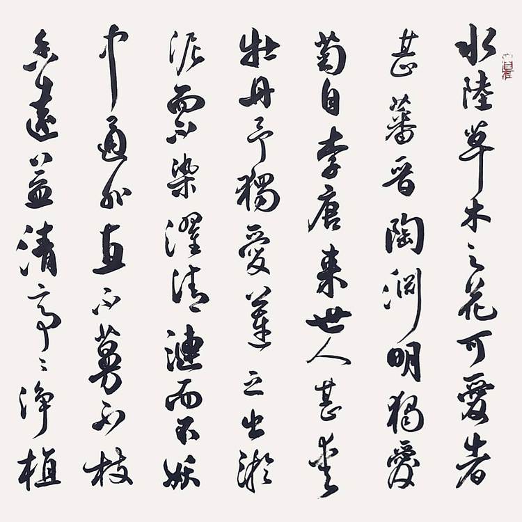 飞翔 山东省书协会员  周敦颐爱莲说 名家手写书法真迹作品