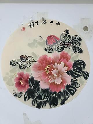 何守国 团扇牡丹
