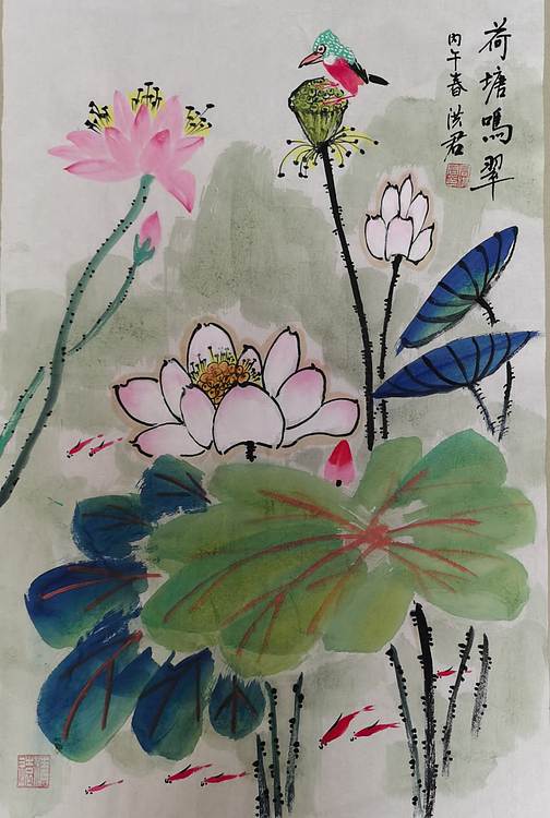 洪君 荷塘鸣翠