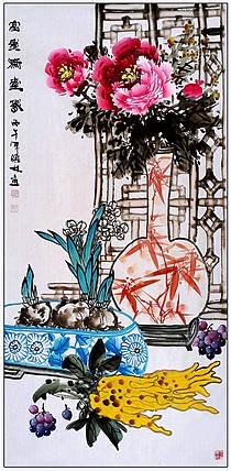 高晓林 四尺中堂玄关画《富贵满堂春》（5623）