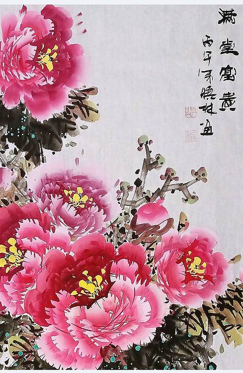 高晓林 （5631）国家一级美术师，江苏省美协会员，四尺中堂玄关牡丹