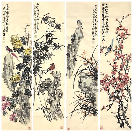 中国书法家协会会员 朱国好 梅兰竹菊四君子