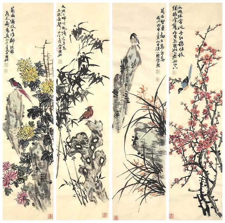 中国书法家协会会员 朱国好 梅兰竹菊四君子
