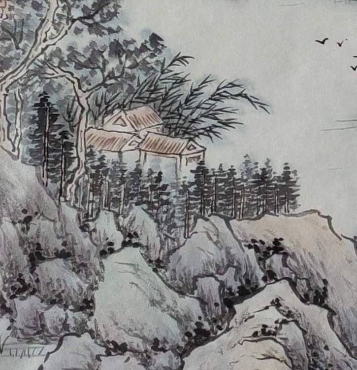 周植筠 飞泉图