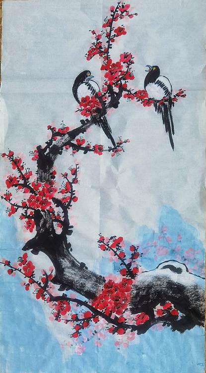梦绘 《喜上梅梢》也可根据客户需求题款。