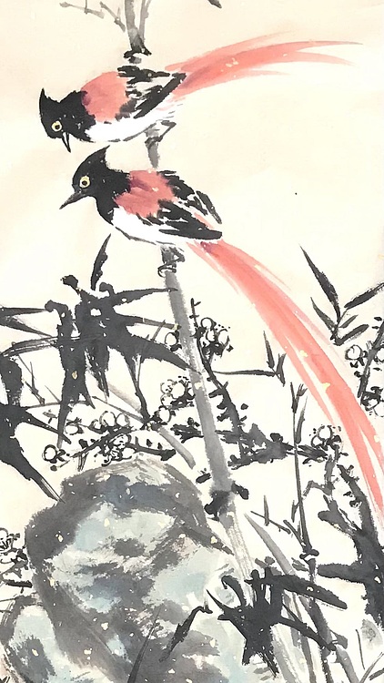 中国书法家协会会员 朱国好 四友双绶竹为主