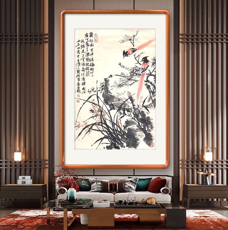 中国书法家协会会员 朱国好 四友双绶兰为主