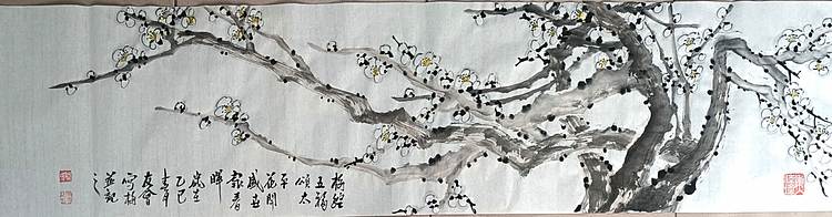 山东省美协会员 闫友会 梅绽五福颂太平