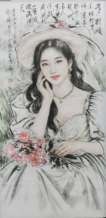 国家一级美术师 郑辉贤 花下新娘