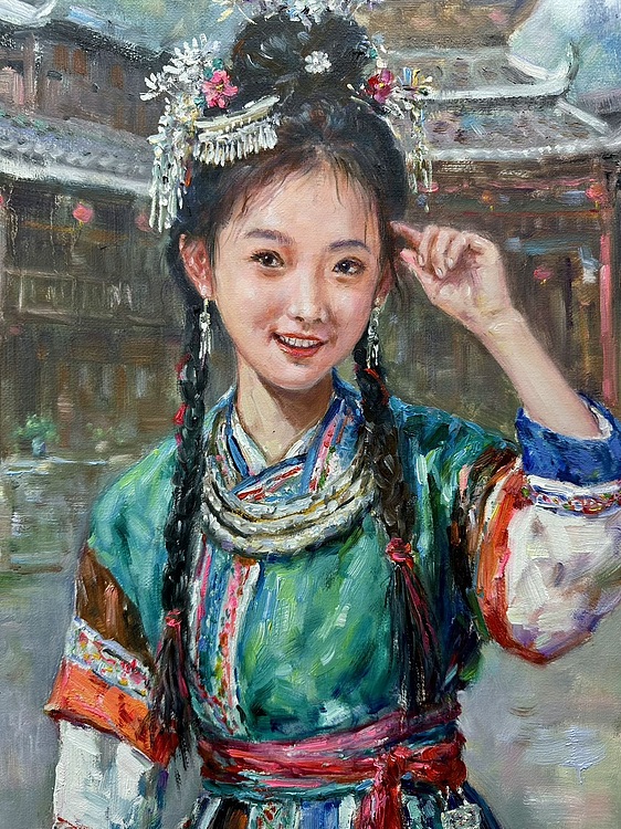 梁峰 苗寨少女