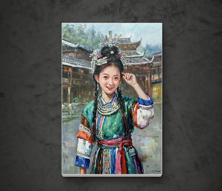 梁峰 苗寨少女