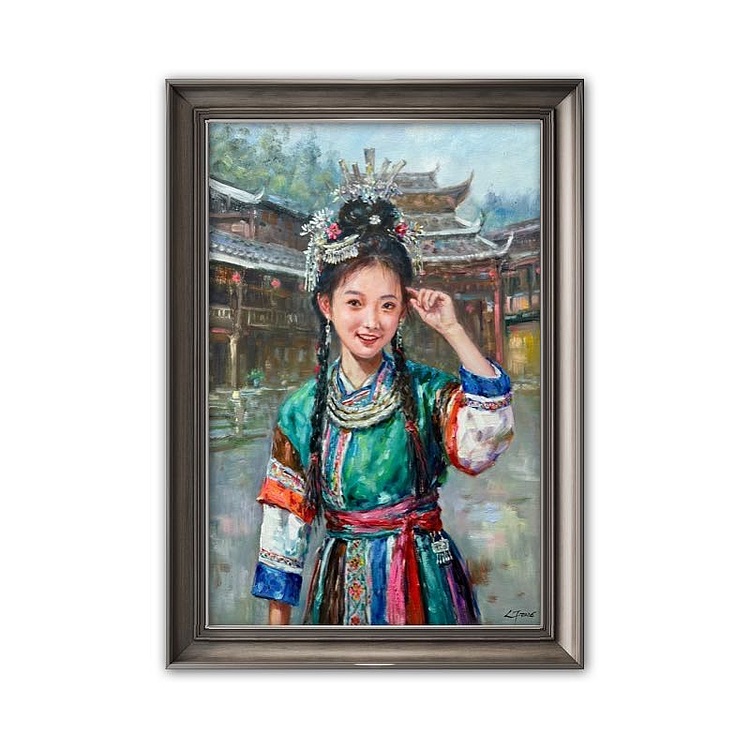 梁峰 苗寨少女