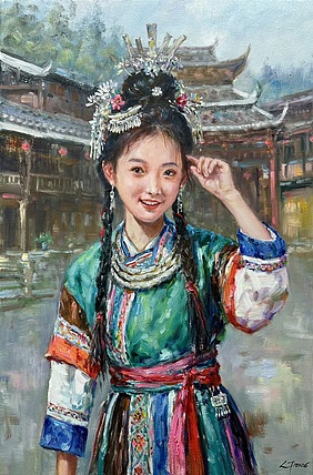 梁峰 苗寨少女