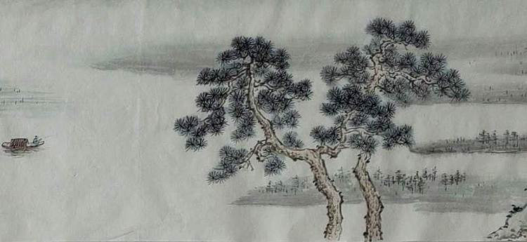 周植筠 万顷烟波入画图
