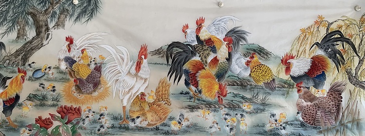 王振兴 八尺绢本（百鸡图）