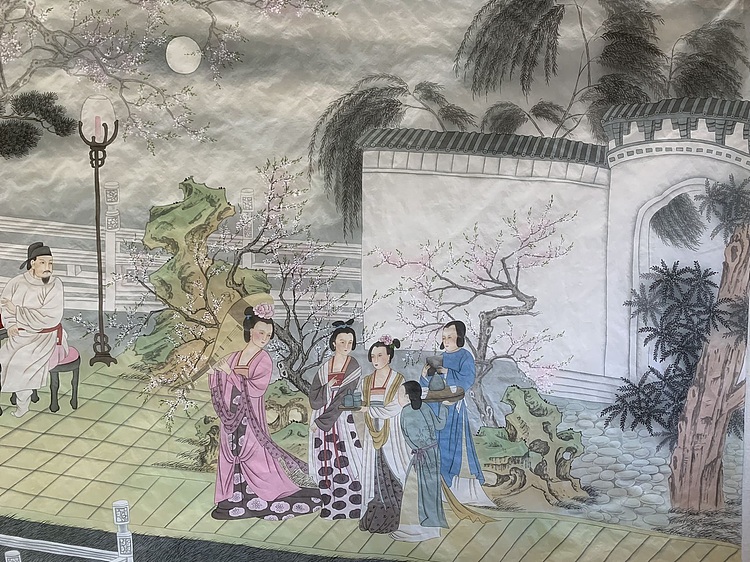 王振兴 八尺绢本夜宴图