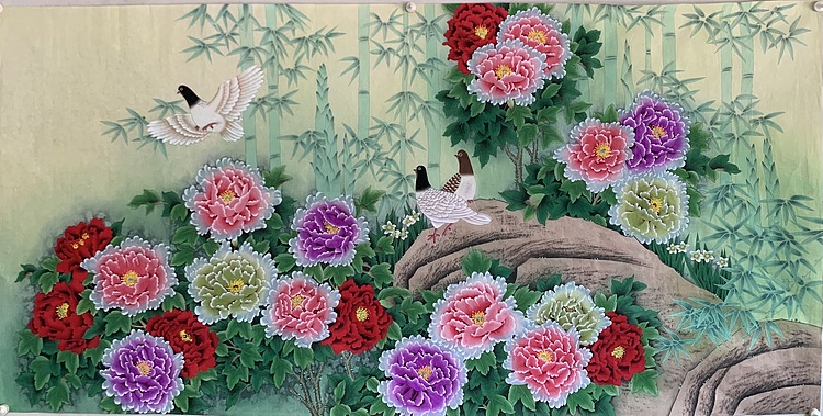 王振兴 八尺整纸牡丹(和平盛世)