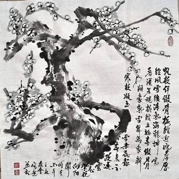 山东省美协会员 闫友会 虬枝伴傲骨