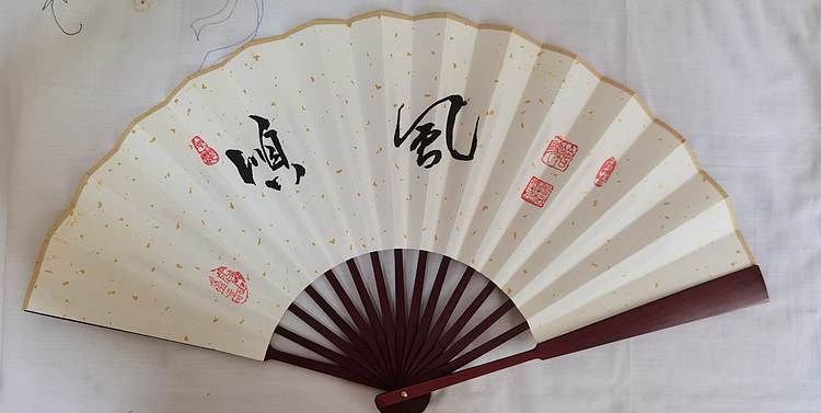 职业书画家 孟红 10寸纯手绘折扇：红牡丹