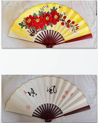 职业书画家 孟红 10寸纯手绘折扇：红牡丹
