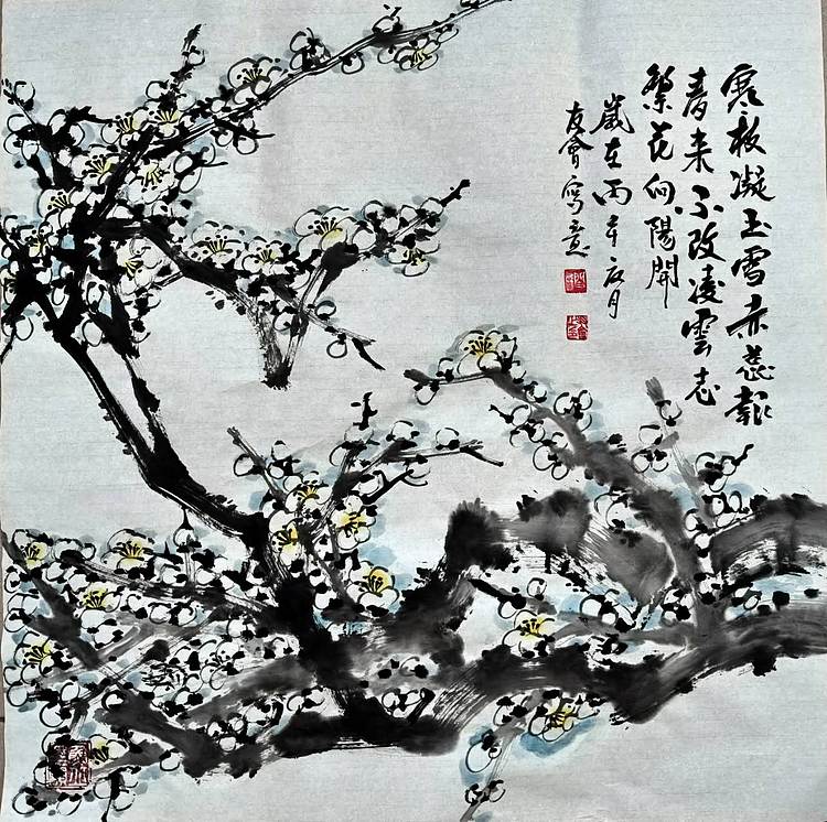 山东省美协会员 闫友会 寒枝凝玉雪