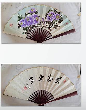 职业书画家 孟红 10寸纯手绘折扇：紫气东来