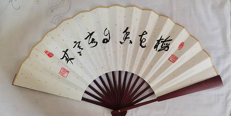 职业书画家 孟红 10寸纯手绘折扇：红梅
