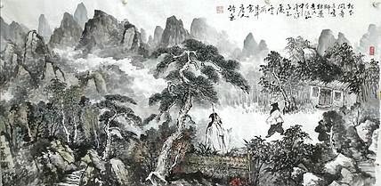 职业书画家 于恩沛 唐人意图松下问童子